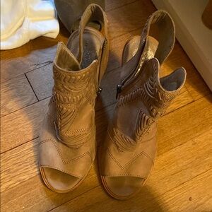 Vince Camuto Tan Ankle Booties with Perforated Design